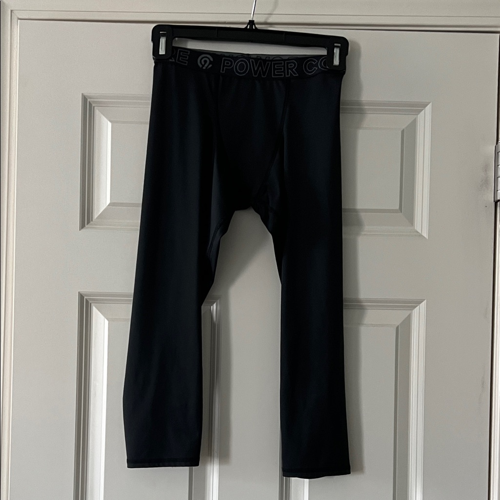 Kids Black Cropped Athletic Leggings